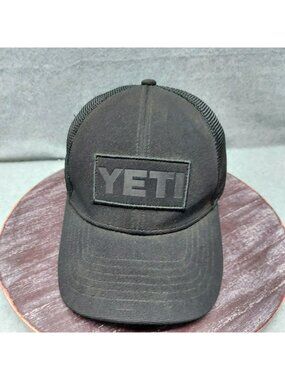 Yeti Black Trucker Hat Mesh Adjustable Snapback Cap Unisex Classic Casual Style